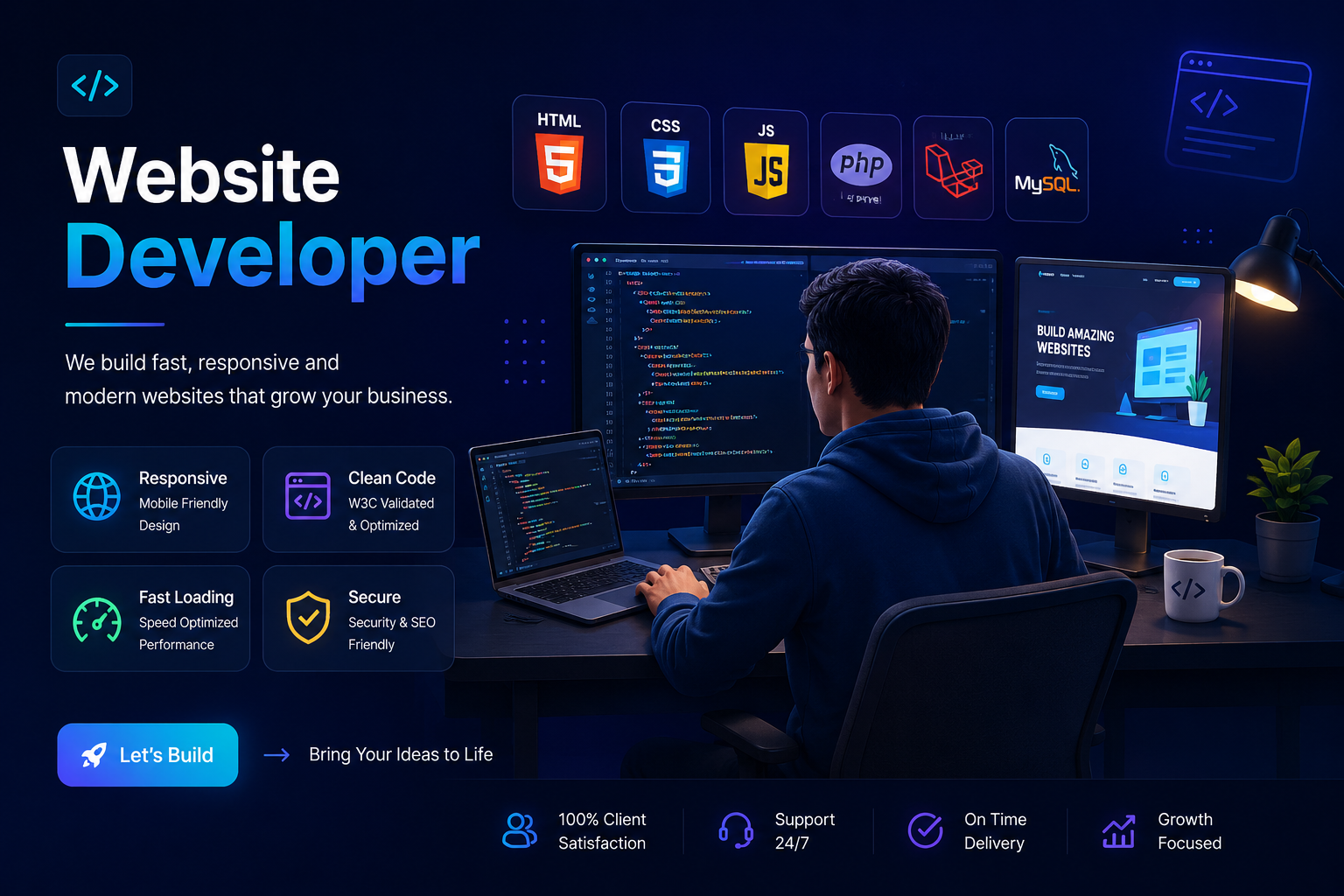 Website Developer coding and web development illustration